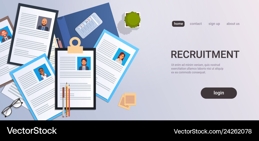 Curriculum vitae recruitment candidate job Curriculum vitae recruitment candidate job Vector Image