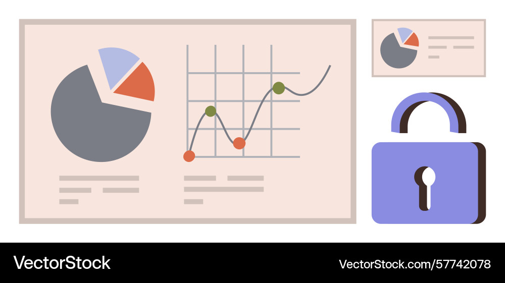 Data analysis with security concept featuring vector image