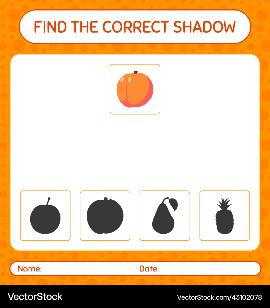Find the correct shadows game with peach Find the correct shadows game with peach vector image