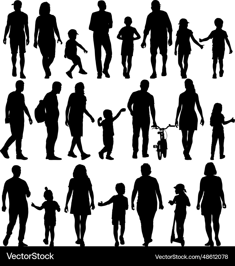 Happy Family Silhouette Set vector image