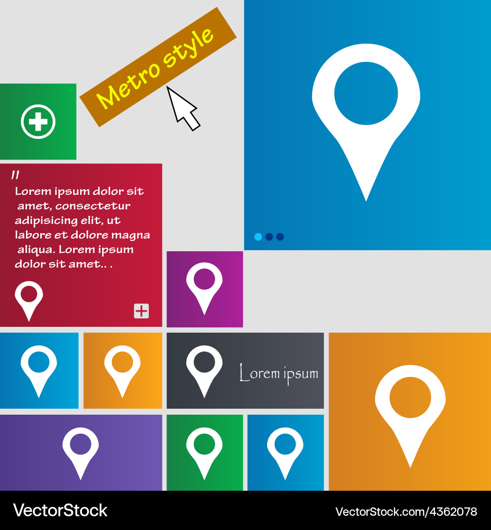 Map pointer gps location icon sign metro style vector image