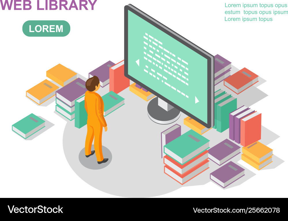 Media book library concept reading web archive Media book library concept reading web archive vector image