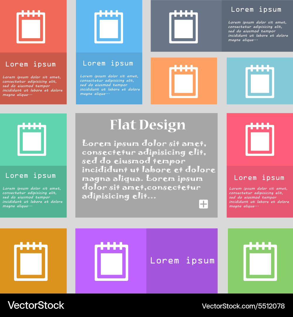 Notepad icon sign set multicolored buttons vector image