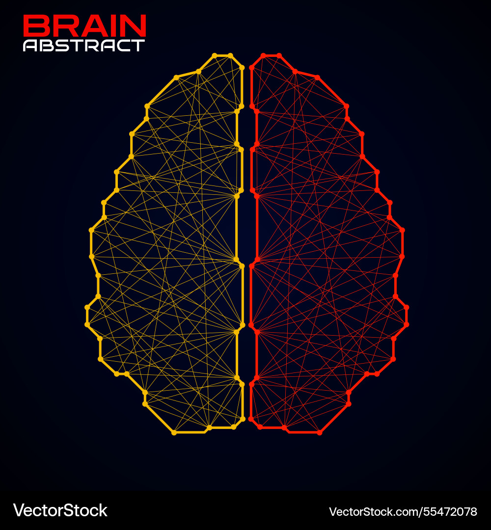 Polygonal abstract brain with connected lines Vector Image