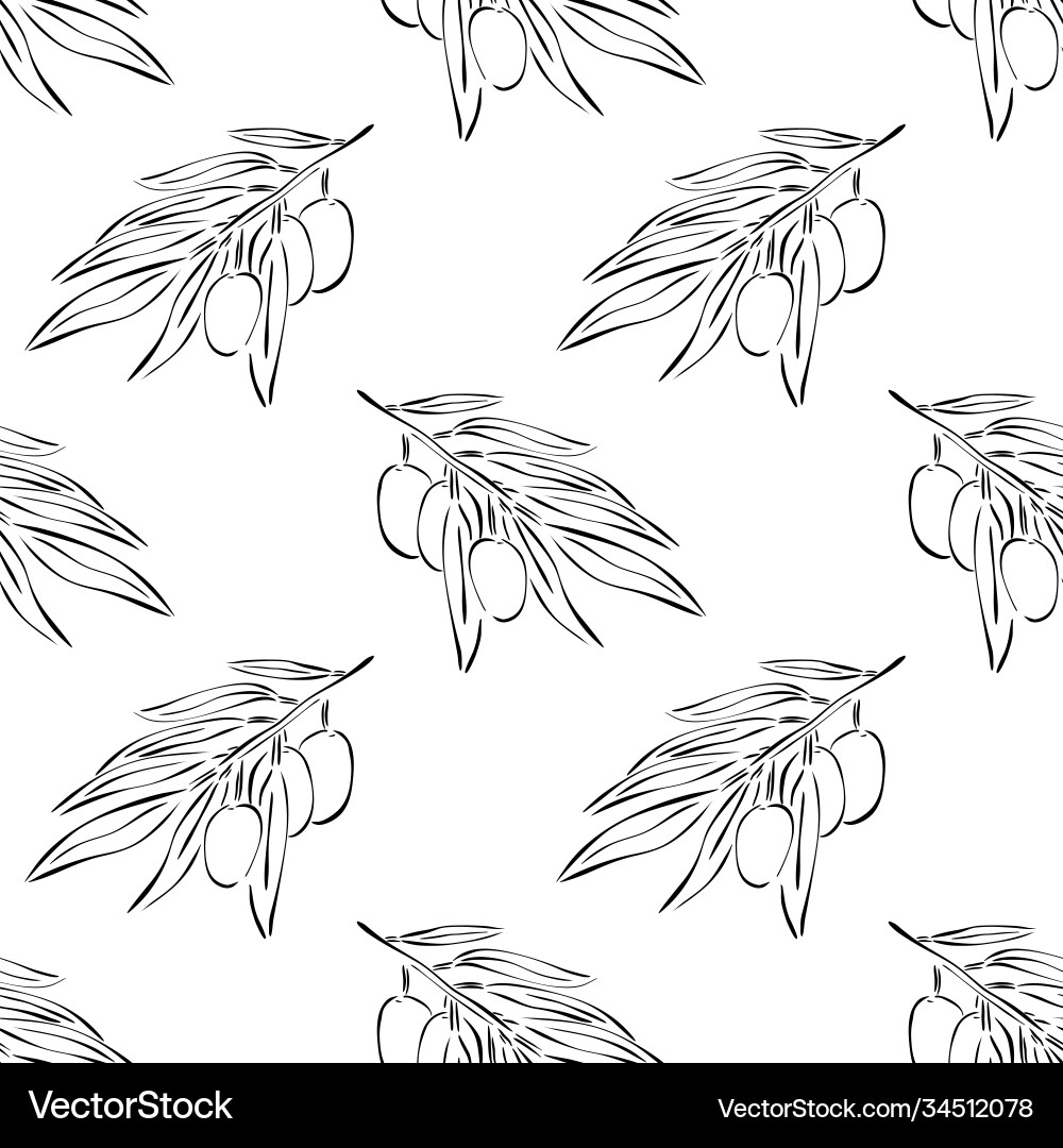 Seamless pattern with branches an olive tree Seamless pattern with branches an olive tree vector image