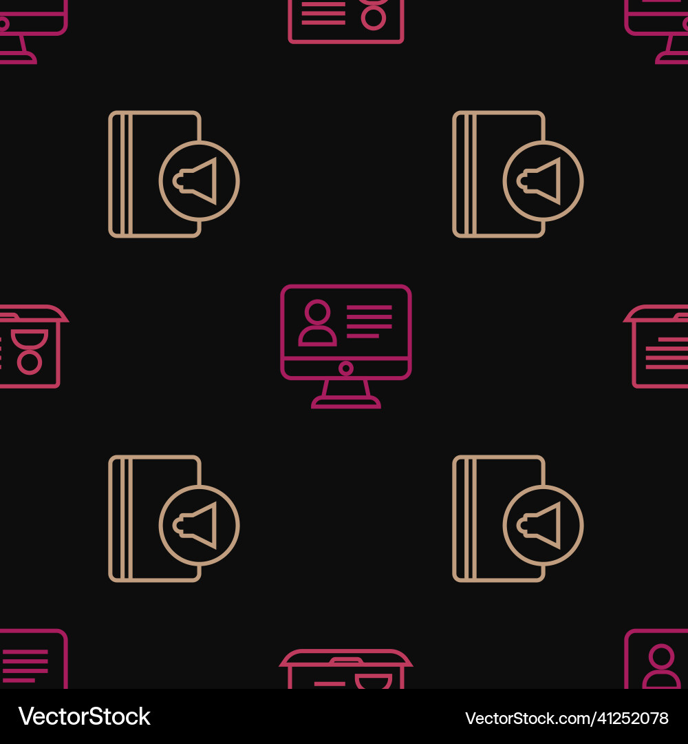 Set line online class audio book and on seamless Set line online class audio book and on seamless Vector Image