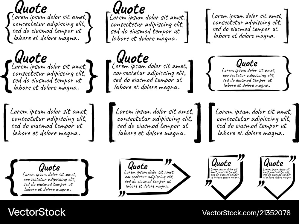 Set of quote blank with text icon and label Set of quote blank with text icon and label Vector Image