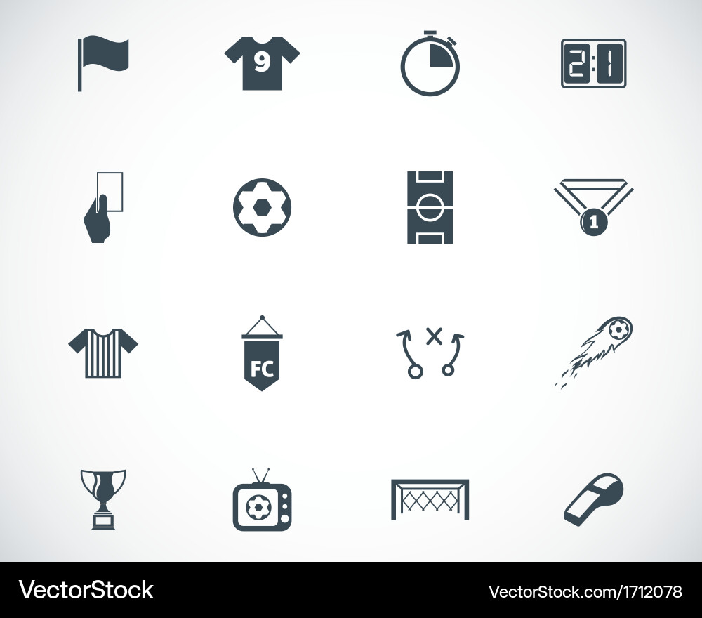 Soccer Icon Set - Black & White Vector Image