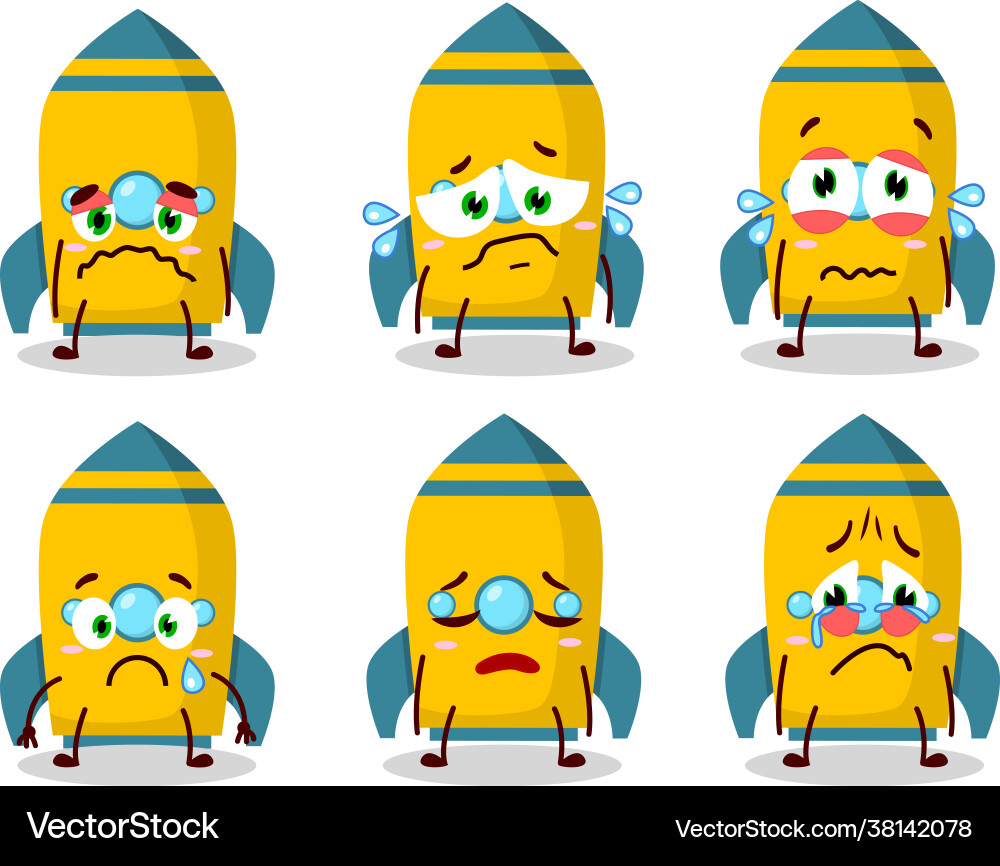 Yellow rocket firecracker with sad expression vector image