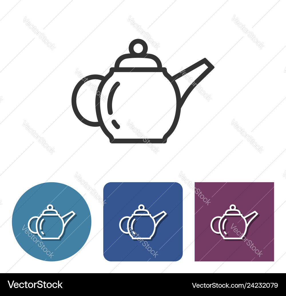 Brewing teapot line icon in different variants Vector Image