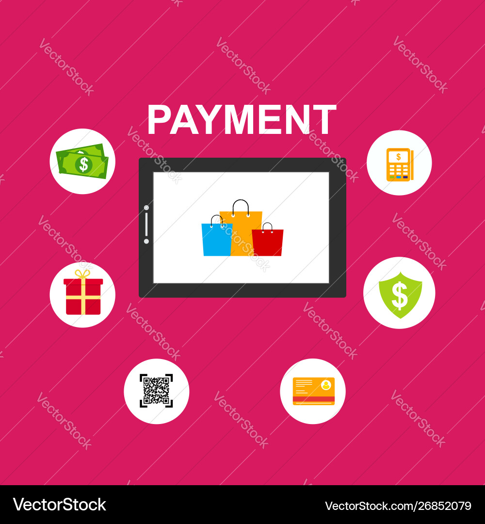 Concept online and mobile payments for web page Vector Image