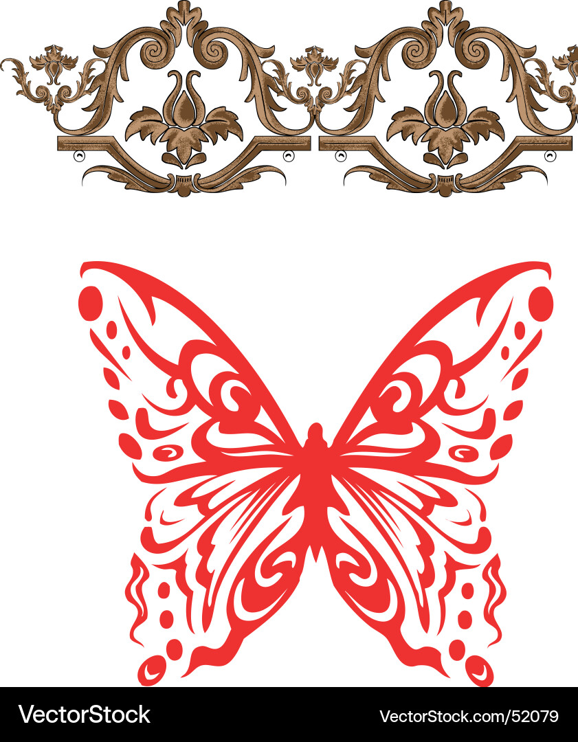 Elegantes Jahrgang Schmetterling Motif Vektorbild