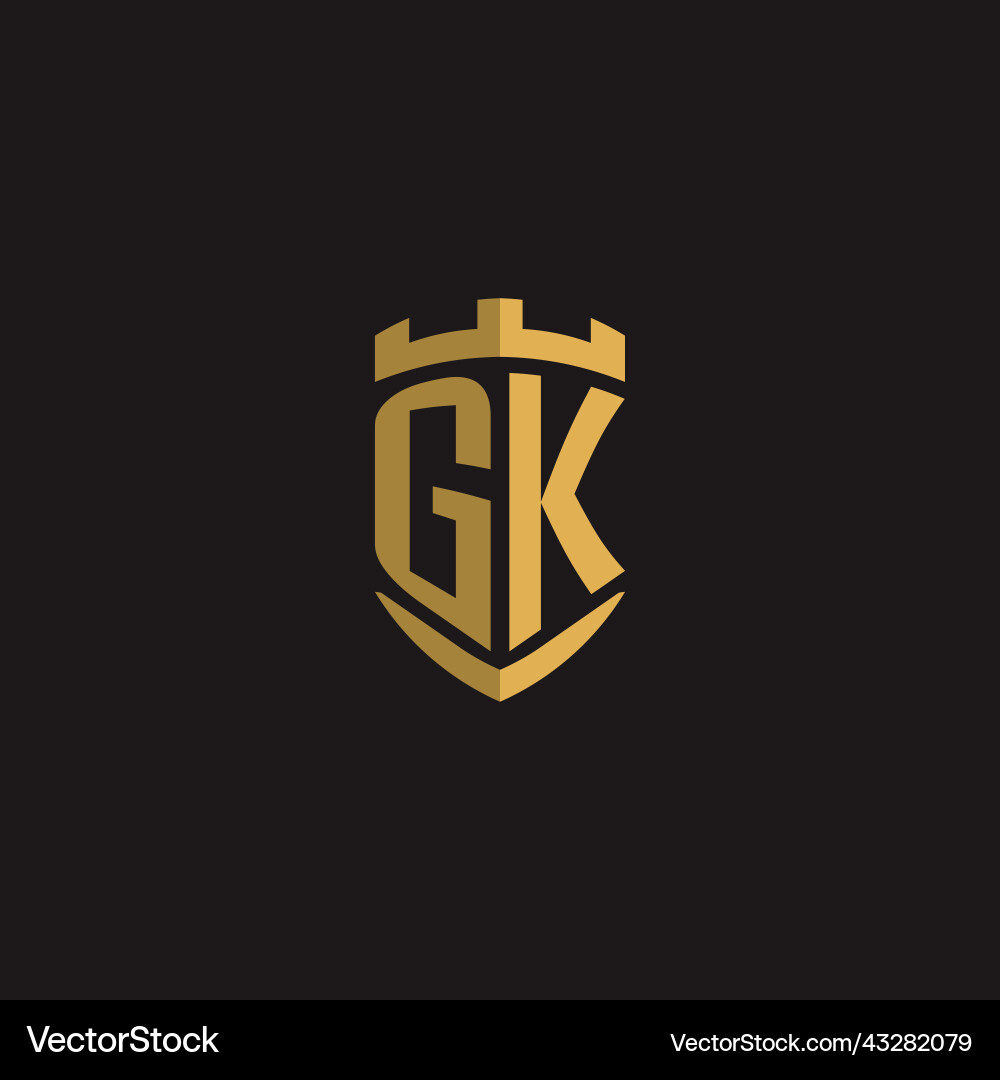 Initials gk logo monogram with shield style design vector image