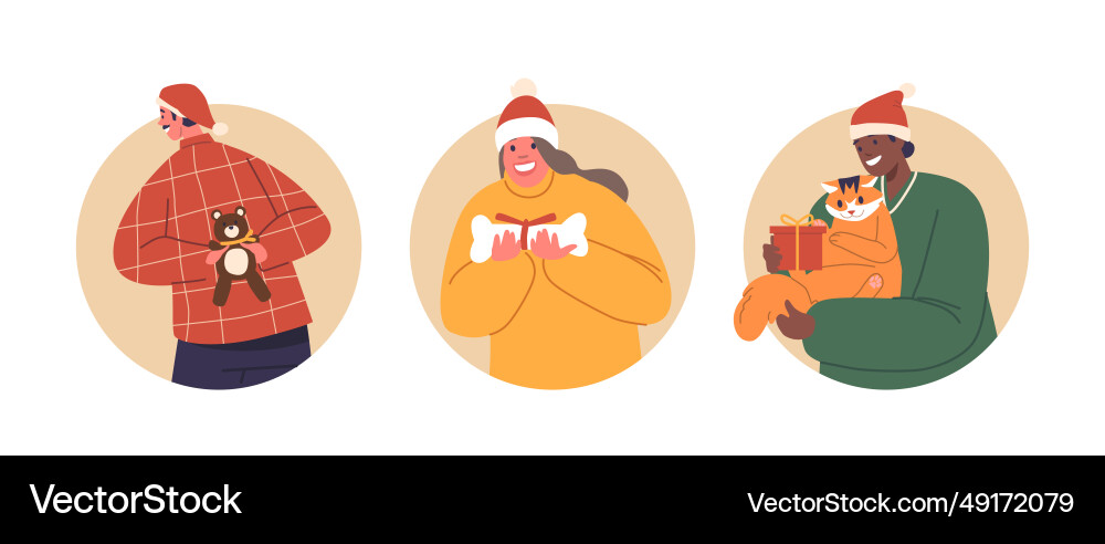 Isolated round icons or avatars with characters Vector Image