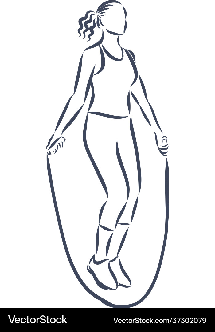Man doing jump roping sketch Vector Image