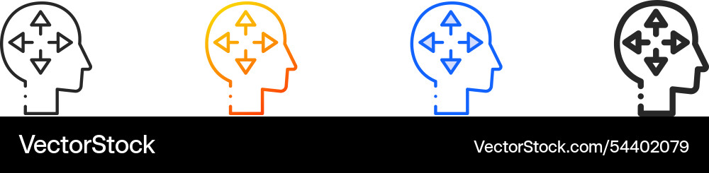 Open mind iconthin linear gradient blue stroke Vector Image