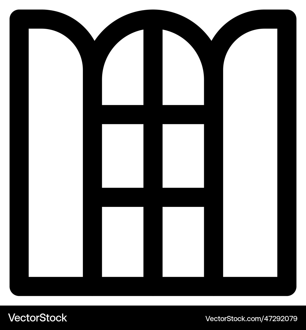 Opened arch window installed in the corridor Vector Image