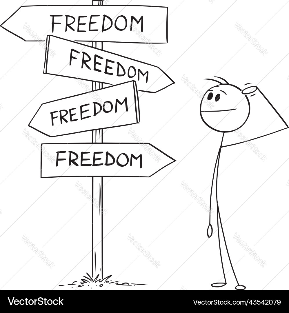 Person standing on crossroad decide and choose Person standing on crossroad decide and choose vector image