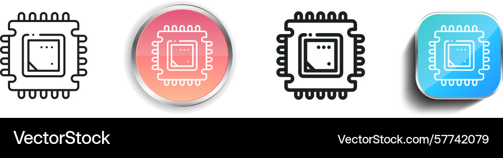 Processor icon thin linear regular and button Vector Image