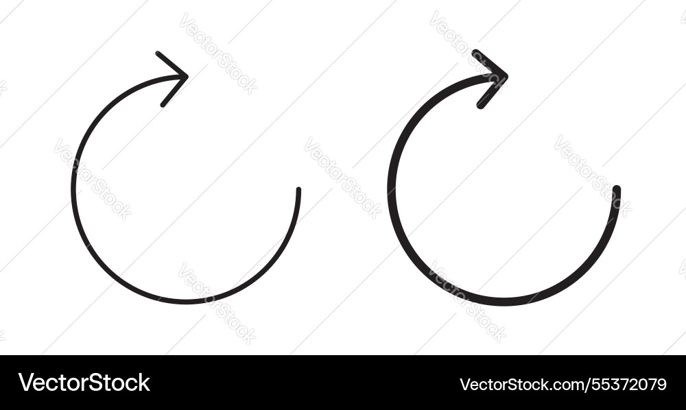 Rotate right icon set in thin line for web Rotate right icon set in thin line for web vector image