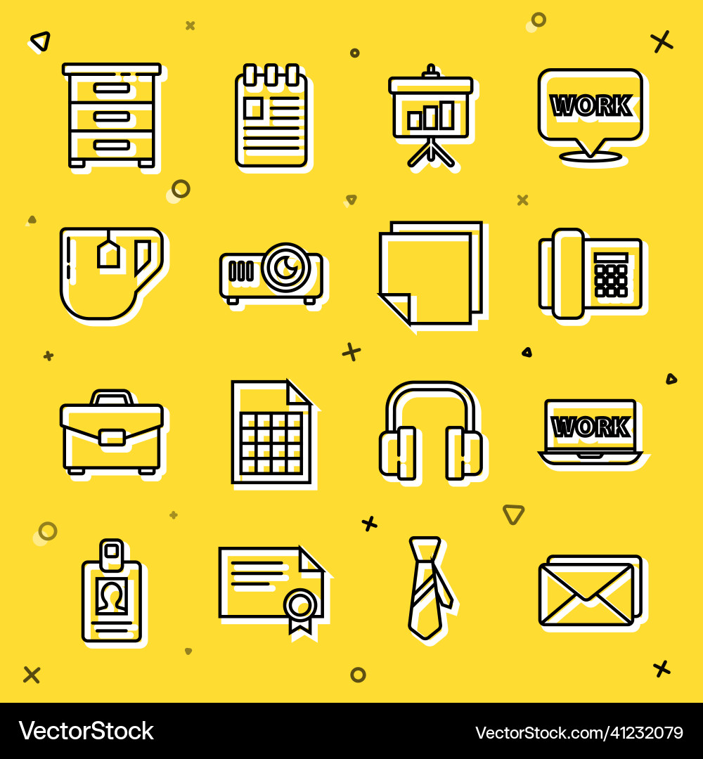Set line envelope laptop with text work vector image