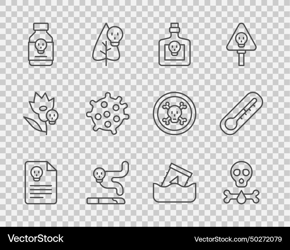 Set line radiation warning document bones Set line radiation warning document bones vector image