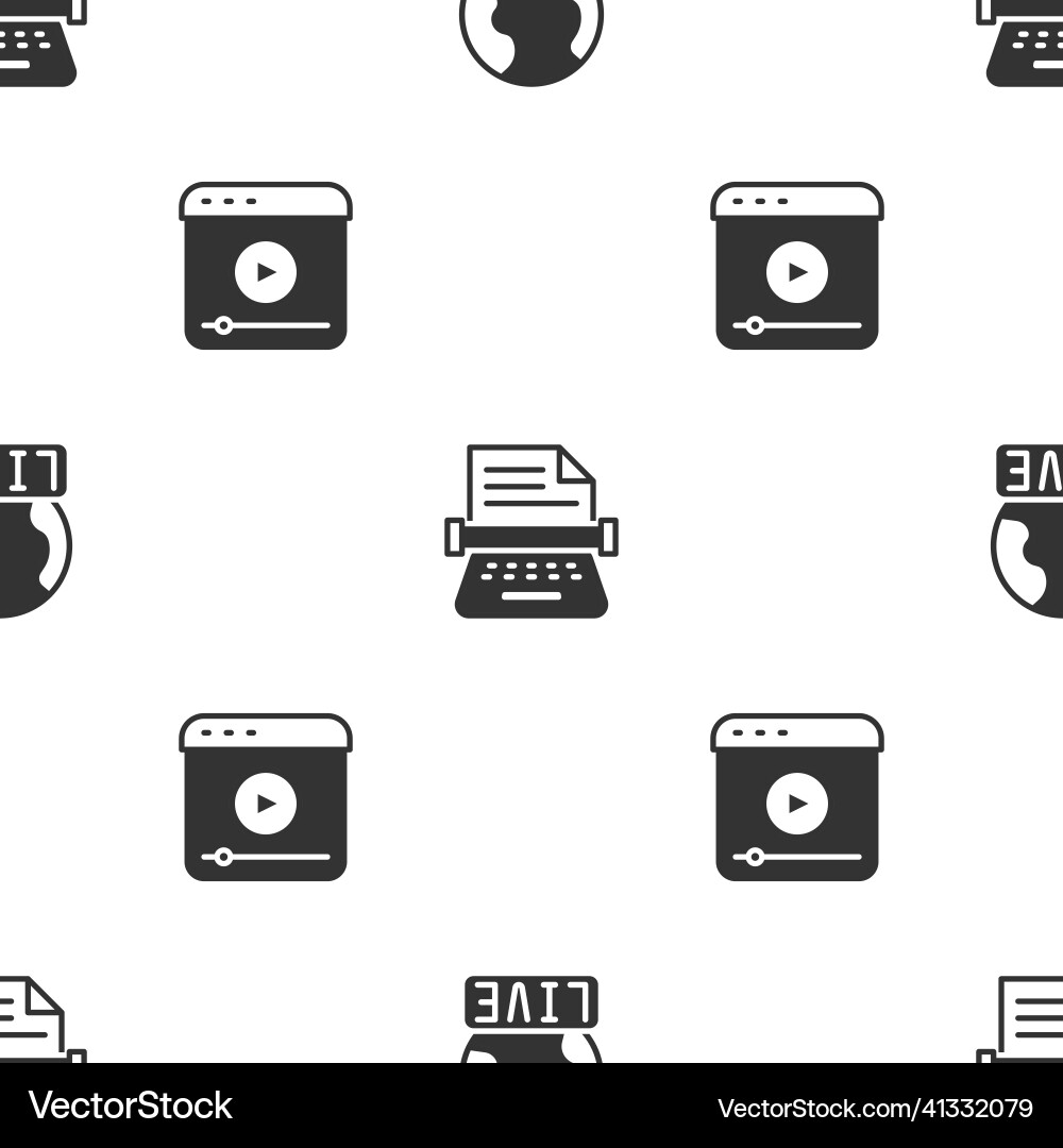 Set live report retro typewriter and stream Set live report retro typewriter and stream vector image