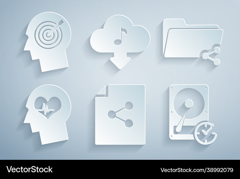 Set share file folder head with heartbeat hard Set share file folder head with heartbeat hard vector image