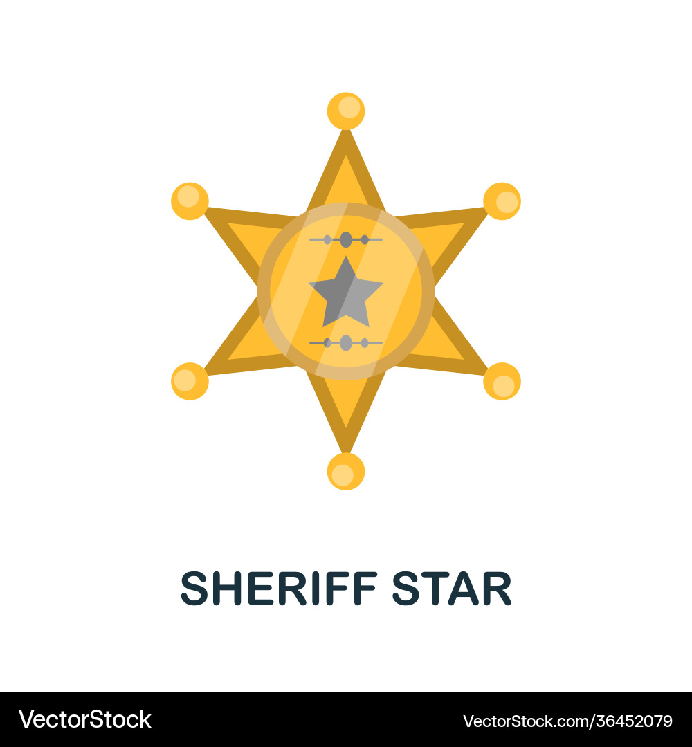 Sheriff star flat icon color simple element from Vector Image
