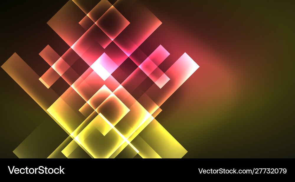 Shiny neon design square shape abstract background Shiny neon design square shape abstract background Vector Image