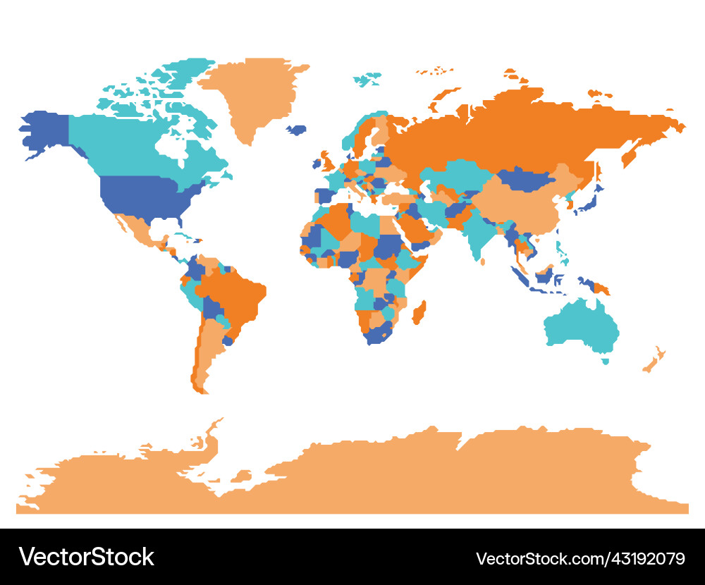 Simplified smooth border world map vector image