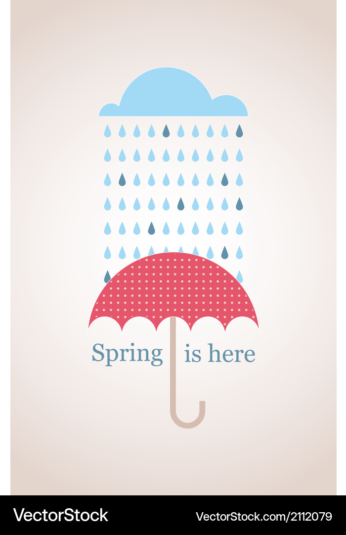 Spring time retro card with cloud and umbrella vector image
