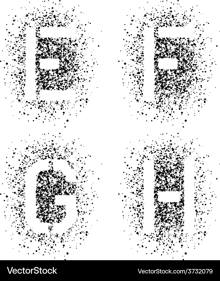 Stencil angular spray font letters e f g h Vector Image