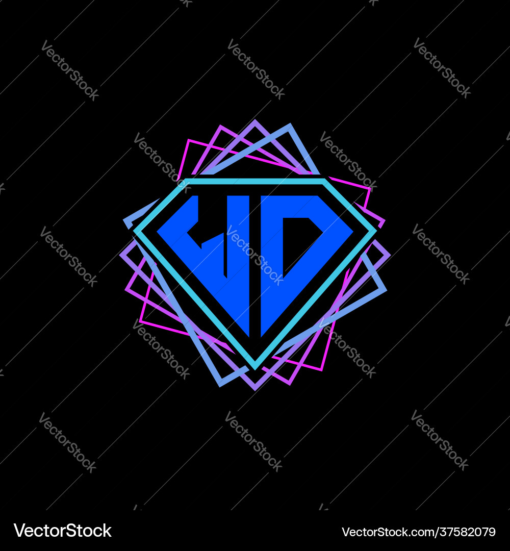 Ursprünglicher Buchstabe w o mit Diamant-Design und Quadrat Ursprünglicher Buchstabe w o mit Diamant-Design und Quadrat vektorbild