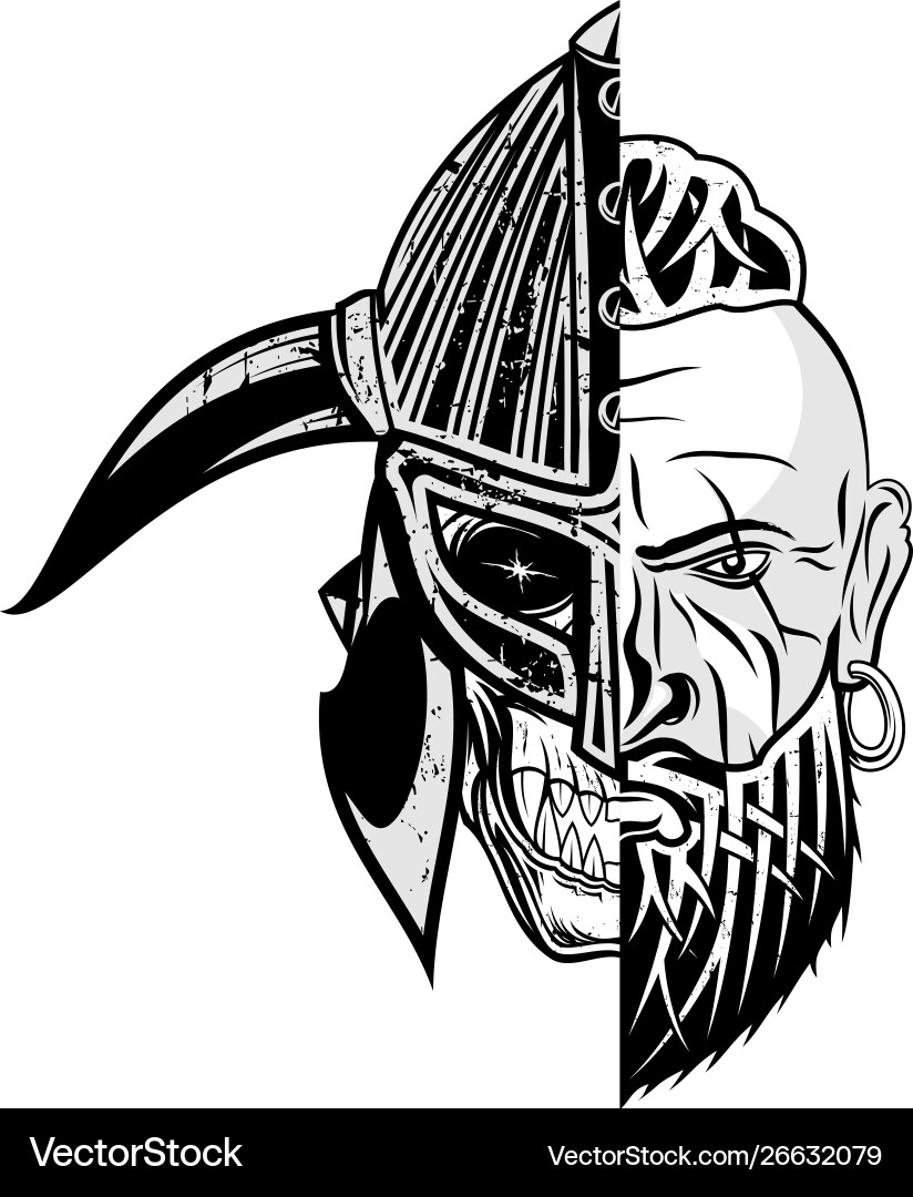 Viking Skull Warrior Vector Image
