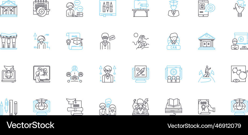 Virtual classes linear icons set online zoom Virtual classes linear icons set online zoom vector image