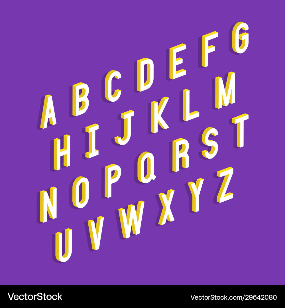 Alphabet letters with 3d isometric effect Vector Image