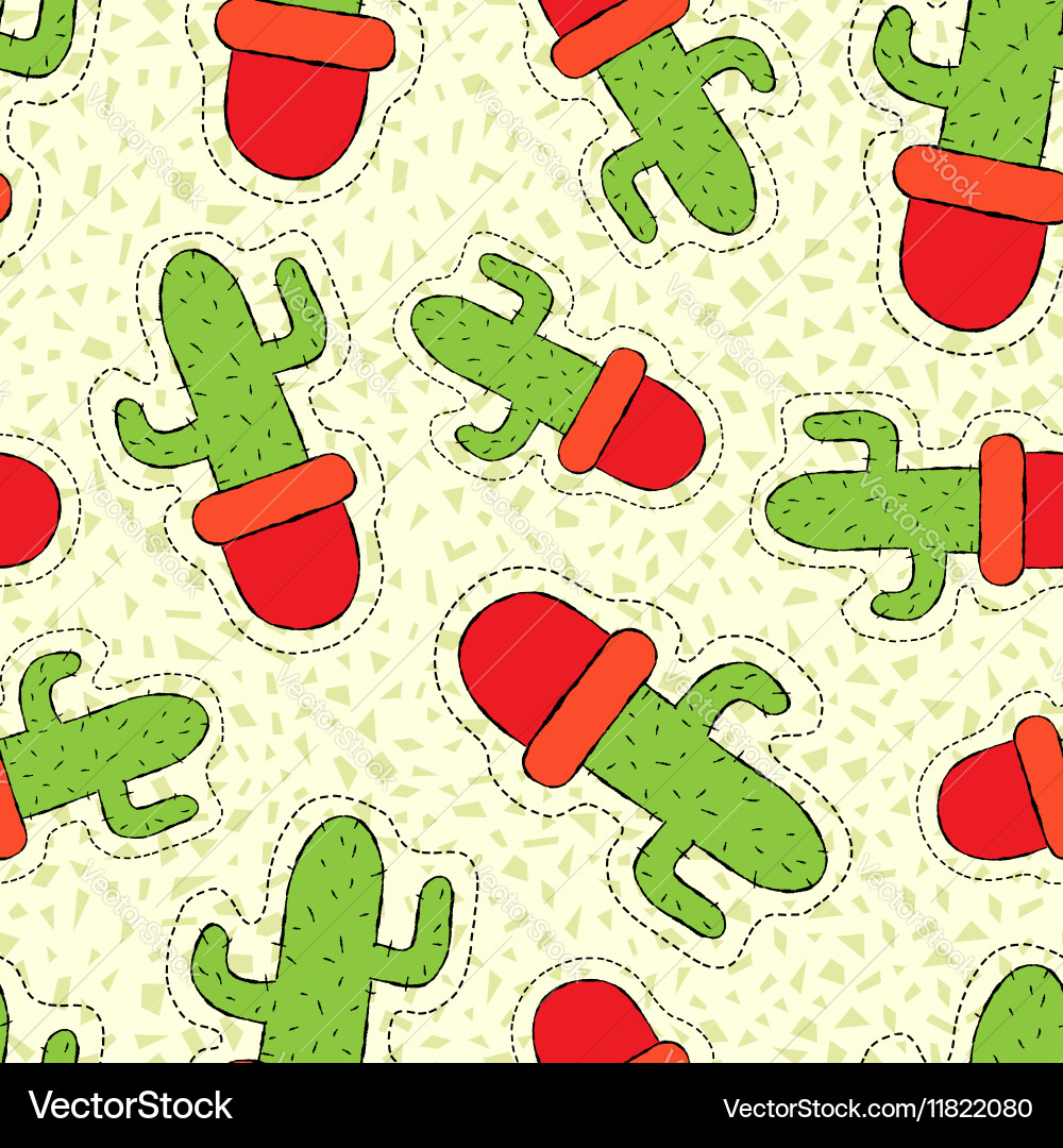 Cactus Patch Seamless Pattern vector image