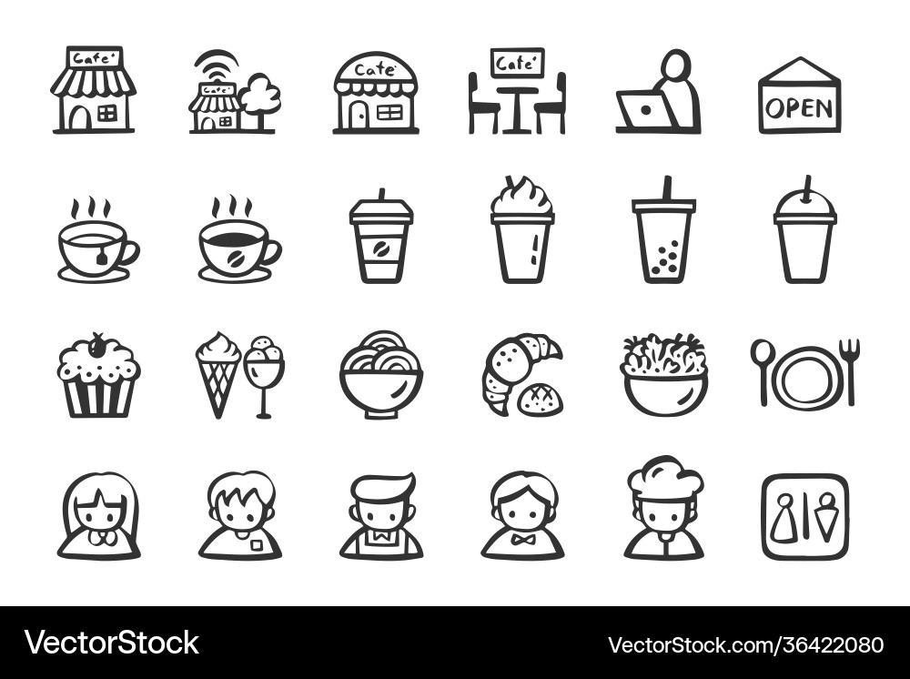 Cafe Restaurant Kaffee Shop Ikone gesetzt Hand gezeichnet Cafe Restaurant Kaffee Shop Ikone gesetzt Hand gezeichnet vektorbild