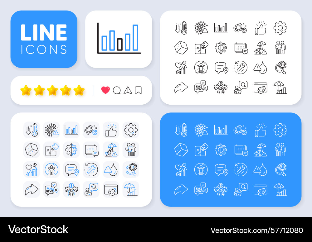 Fake news dice and transform line icons for web Vector Image