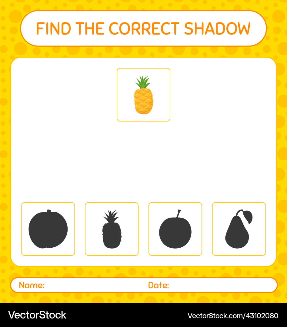 Find the correct shadows game with pineapple Find the correct shadows game with pineapple Vector Image