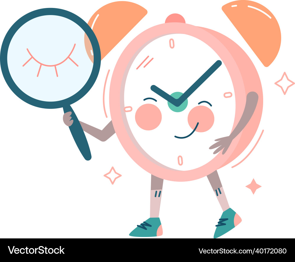 Funny clock character with smiling face holding Funny clock character with smiling face holding vector image