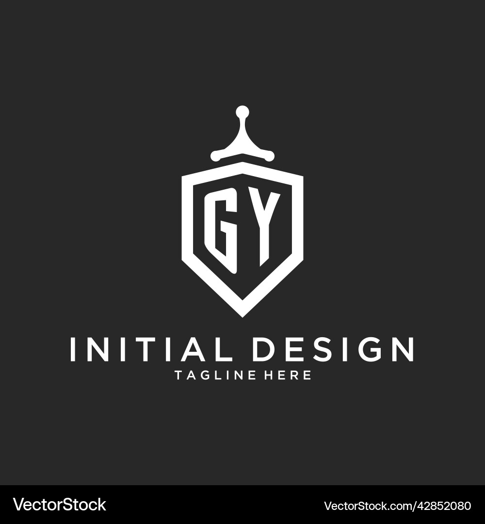 Gy monogram logo initial with shield guard shape Vector Image