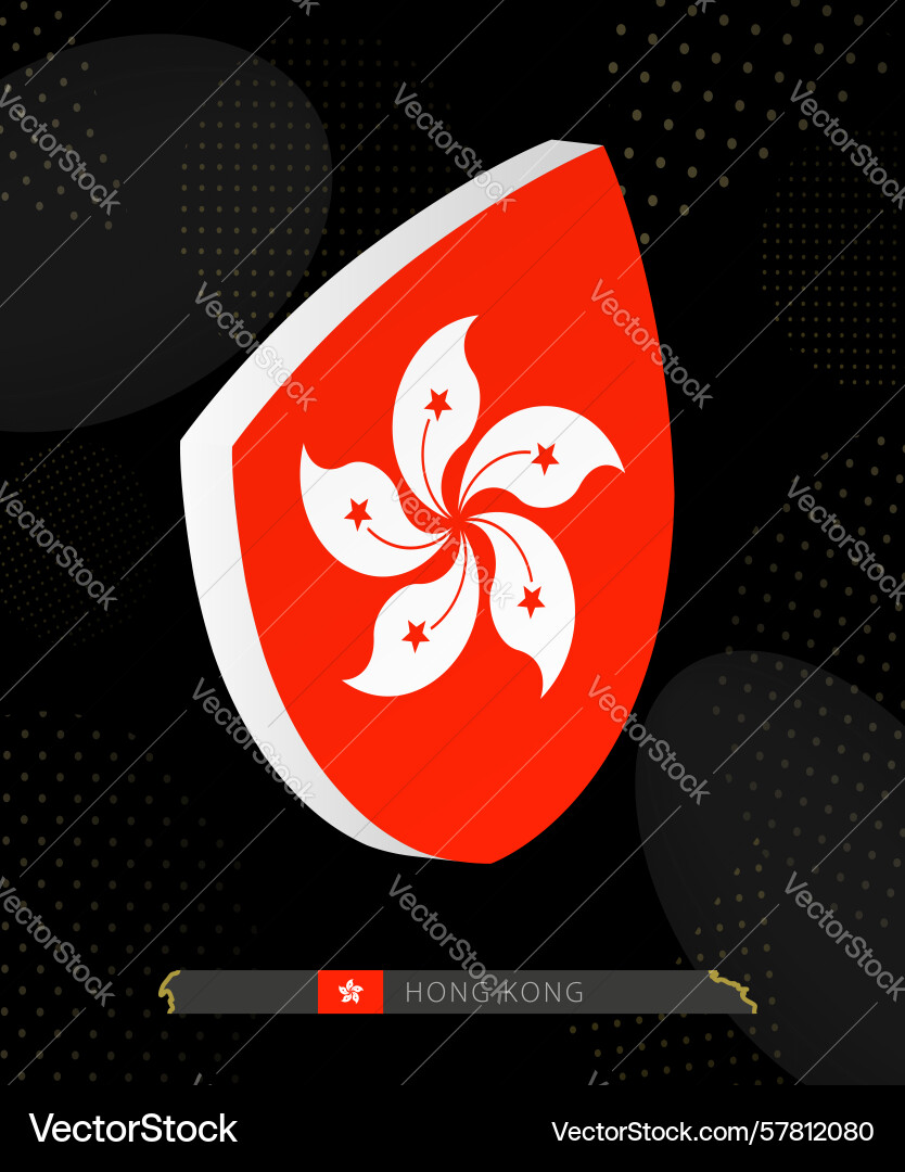 Hong kong flag shield icon in 3d on dark modern Vector Image