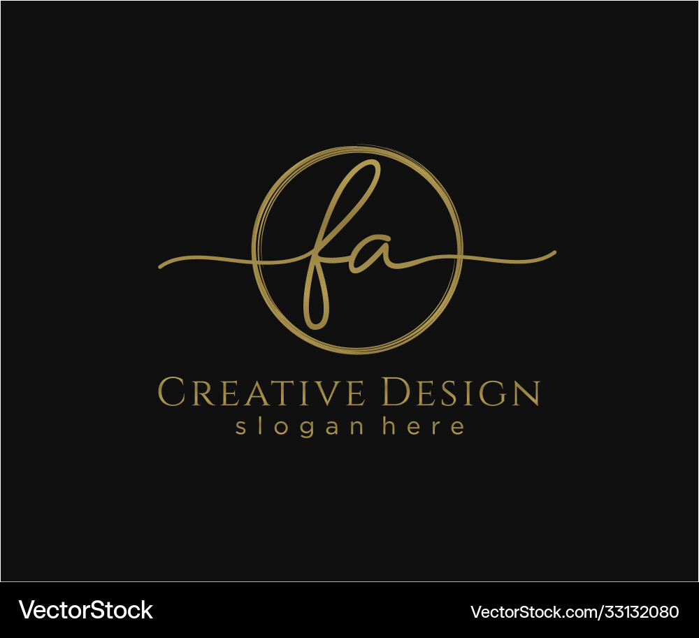 Initial fa handwriting logo with circle template Vector Image