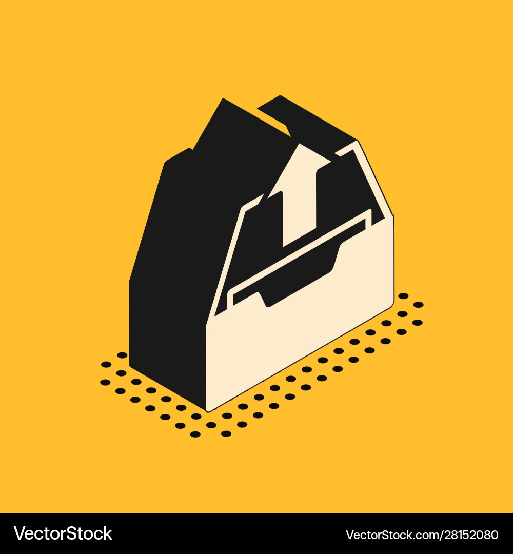 Isometric upload inbox icon isolated on yellow Isometric upload inbox icon isolated on yellow Vector Image