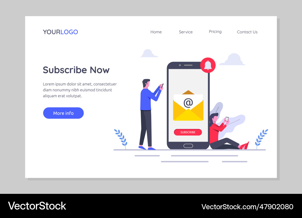 Landing Page Vorlage des Abonnementkonzepts Landing Page Vorlage des Abonnementkonzepts vektorbild