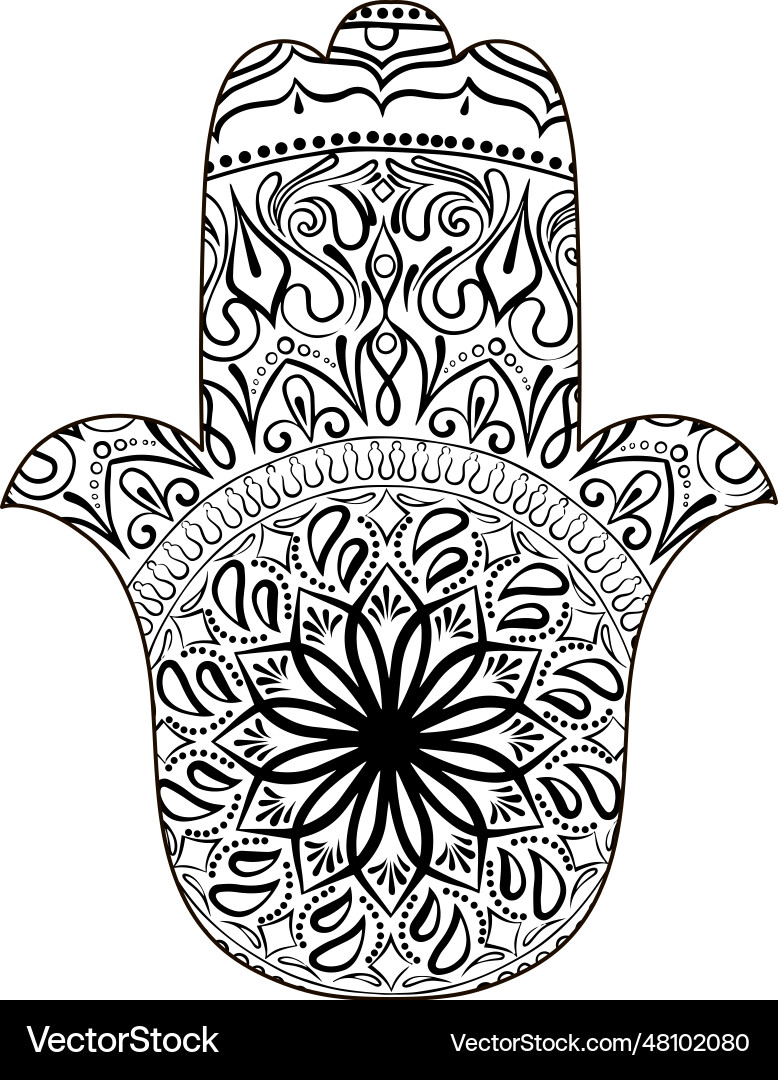 Linie Kunst der Hand Fatima hamsa Linie Kunst der Hand Fatima hamsa vektorbild
