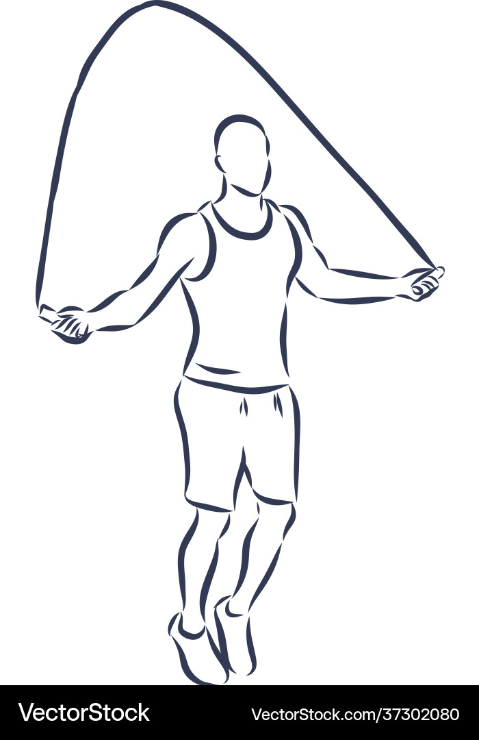 Man doing jump roping sketch Vector Image