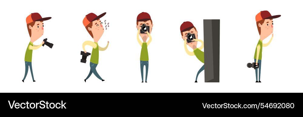 Man photographer taking photos using professional Vector Image